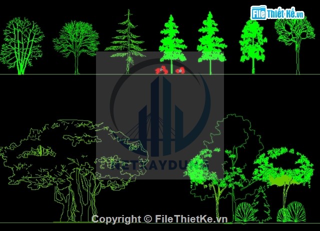 File thiết kế Bản vẽ cad mô hình cây xanh đa dạng phong phú
